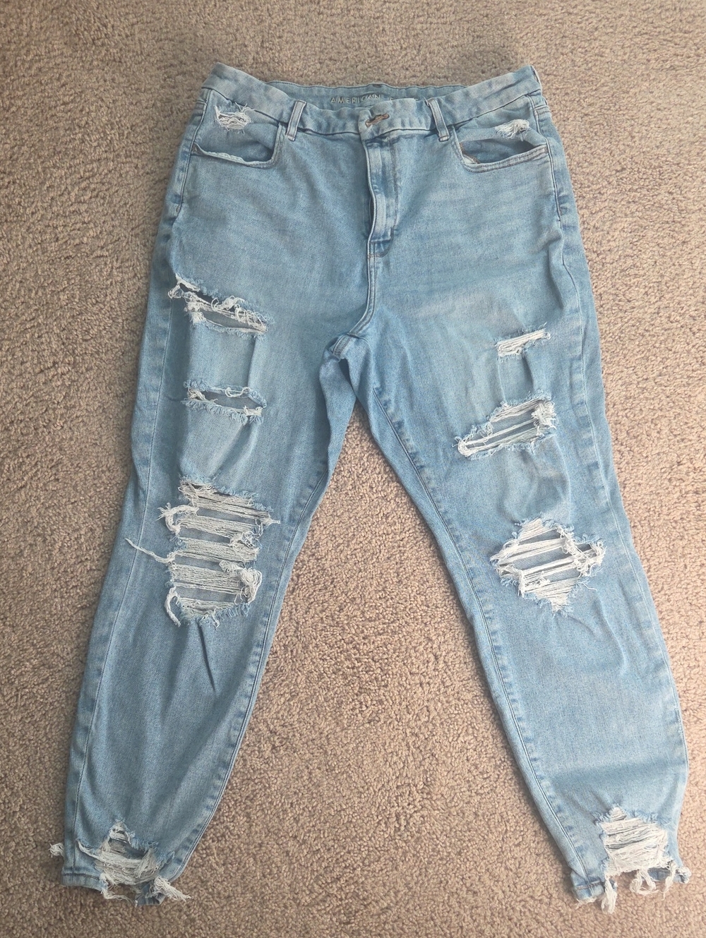American Eagle Outfitters Light Blue Ripped Boyfriend Jeans